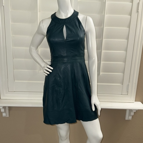 French Connection Jive Halter Genuine Leather Dress - Picture 1 of 11